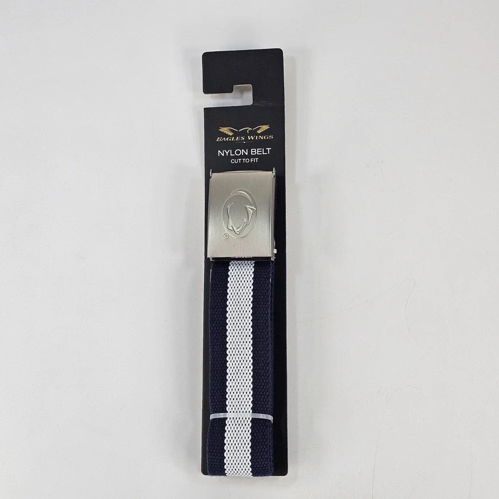 Eagles Wings Mens Penn State Nittany Lions Nylon Web Belt Navy White Cut to Fit